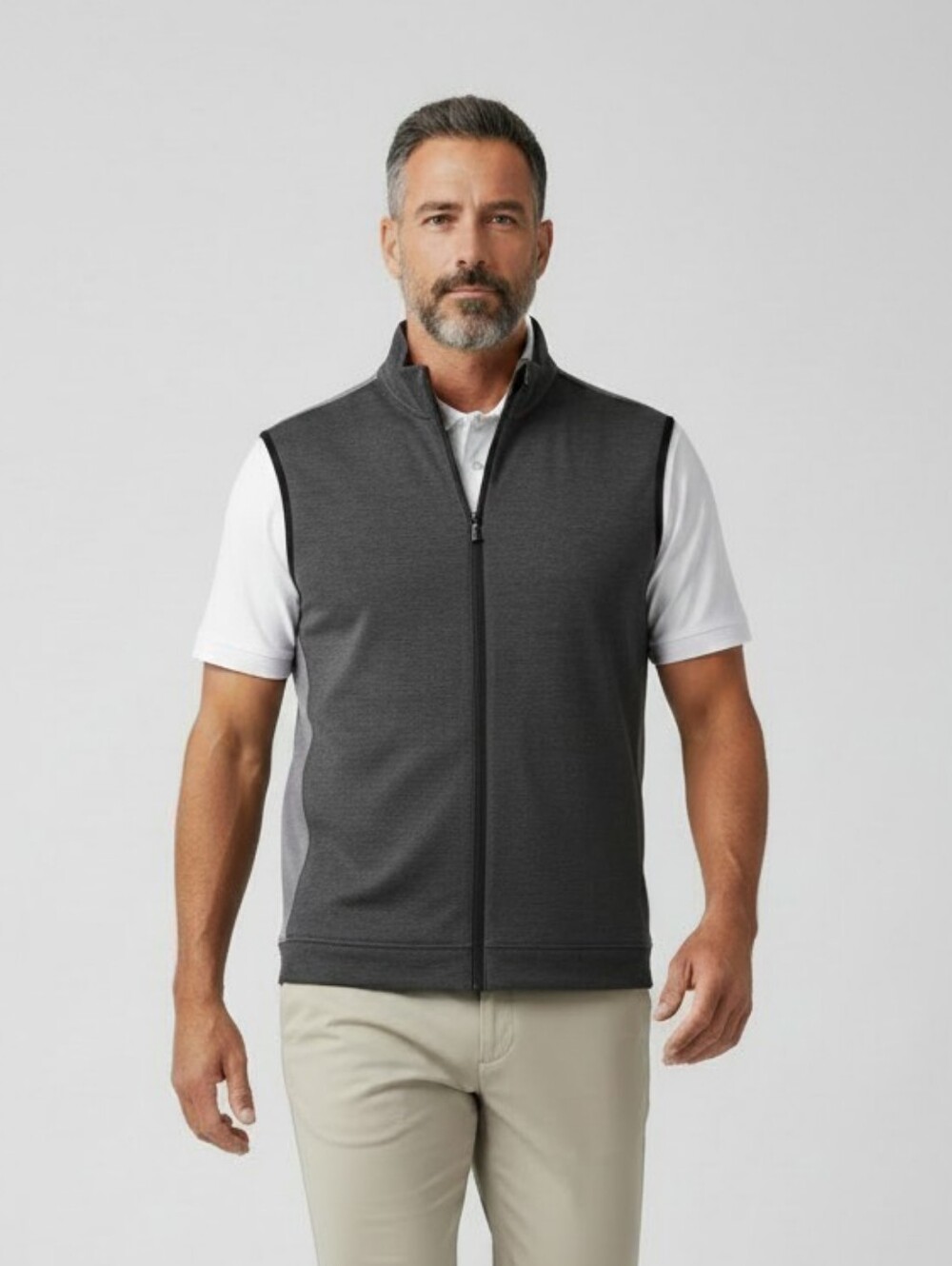 Puma Golf Men’s Medium Full Zip Vest Gray Performance Water Resistant